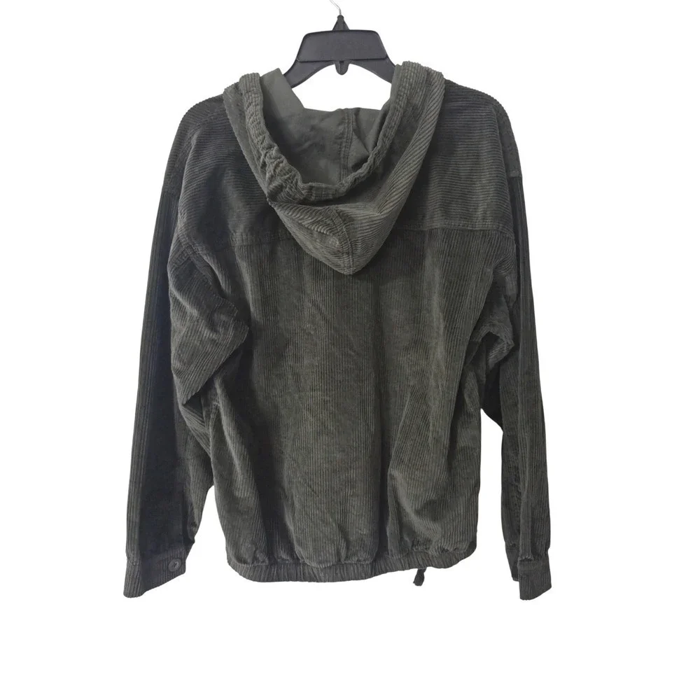 American Eagle Corduroy Hooded Pullover Sweatshirt Olive Green Women's Small S - Picture 5 of 5